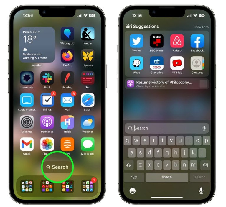 莆田苹果手机维修分享升级到 iOS 16 后，如何删除主屏幕上的搜索按钮 